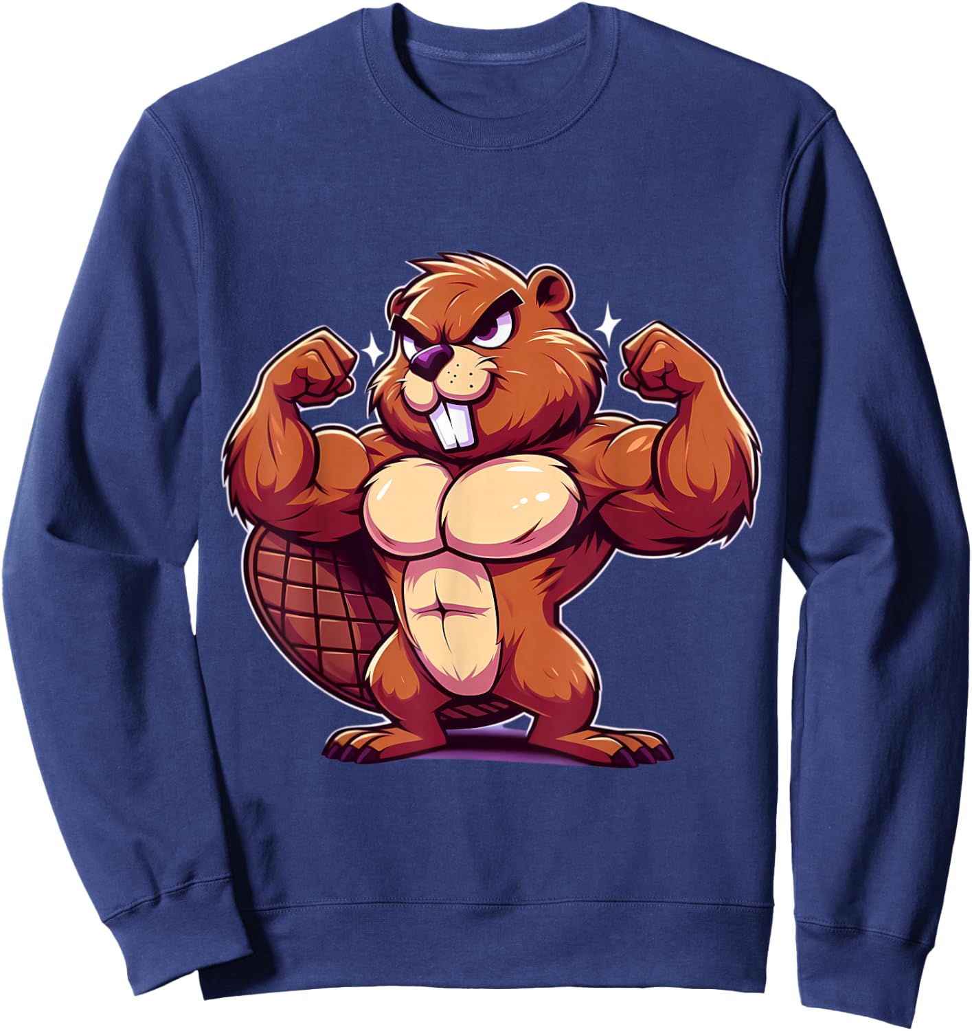 Beaver Flexing Muscles Fan Lover Bodybuilding Gym Workout Sweatshirt - Sweatshirt | Navy