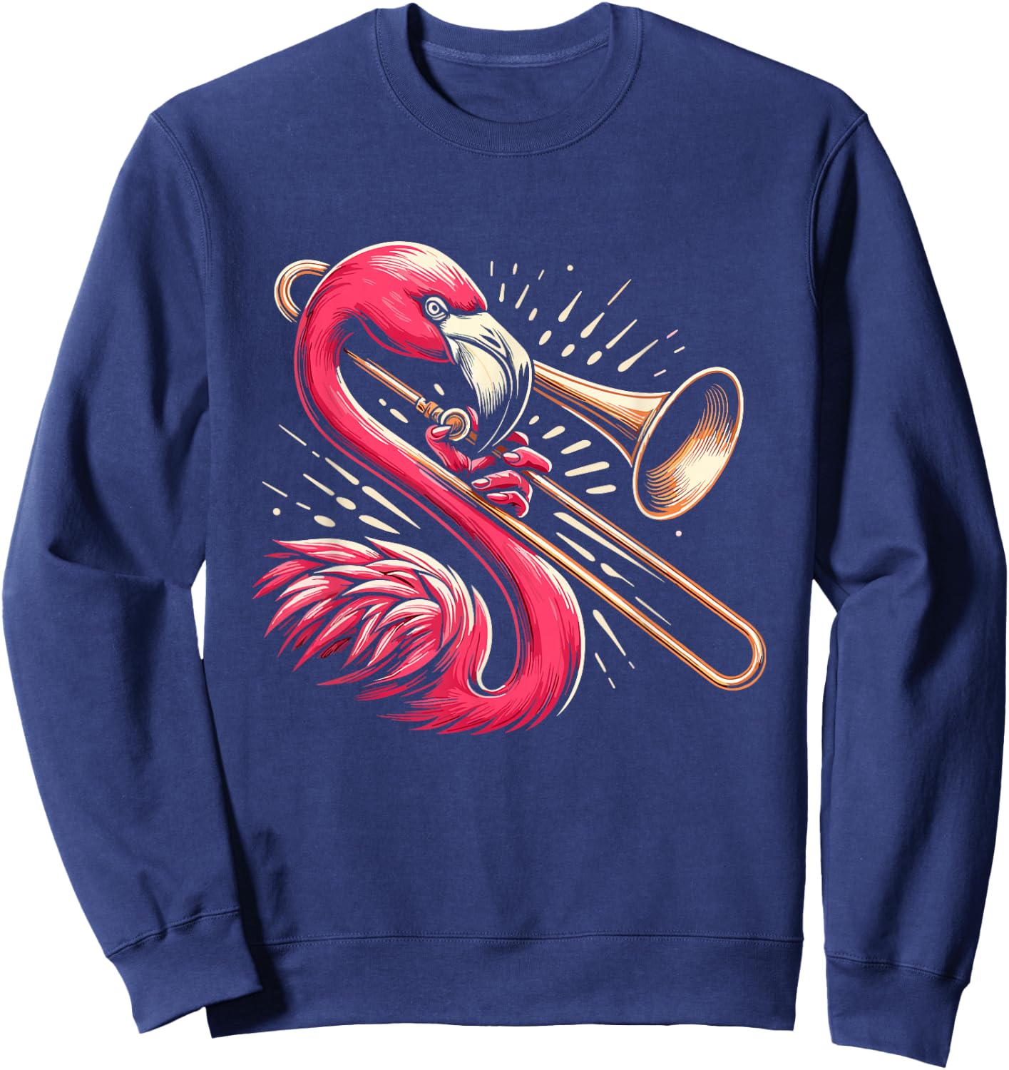 Flamingo Trombone Player Sweatshirt - Sweatshirt | Navy