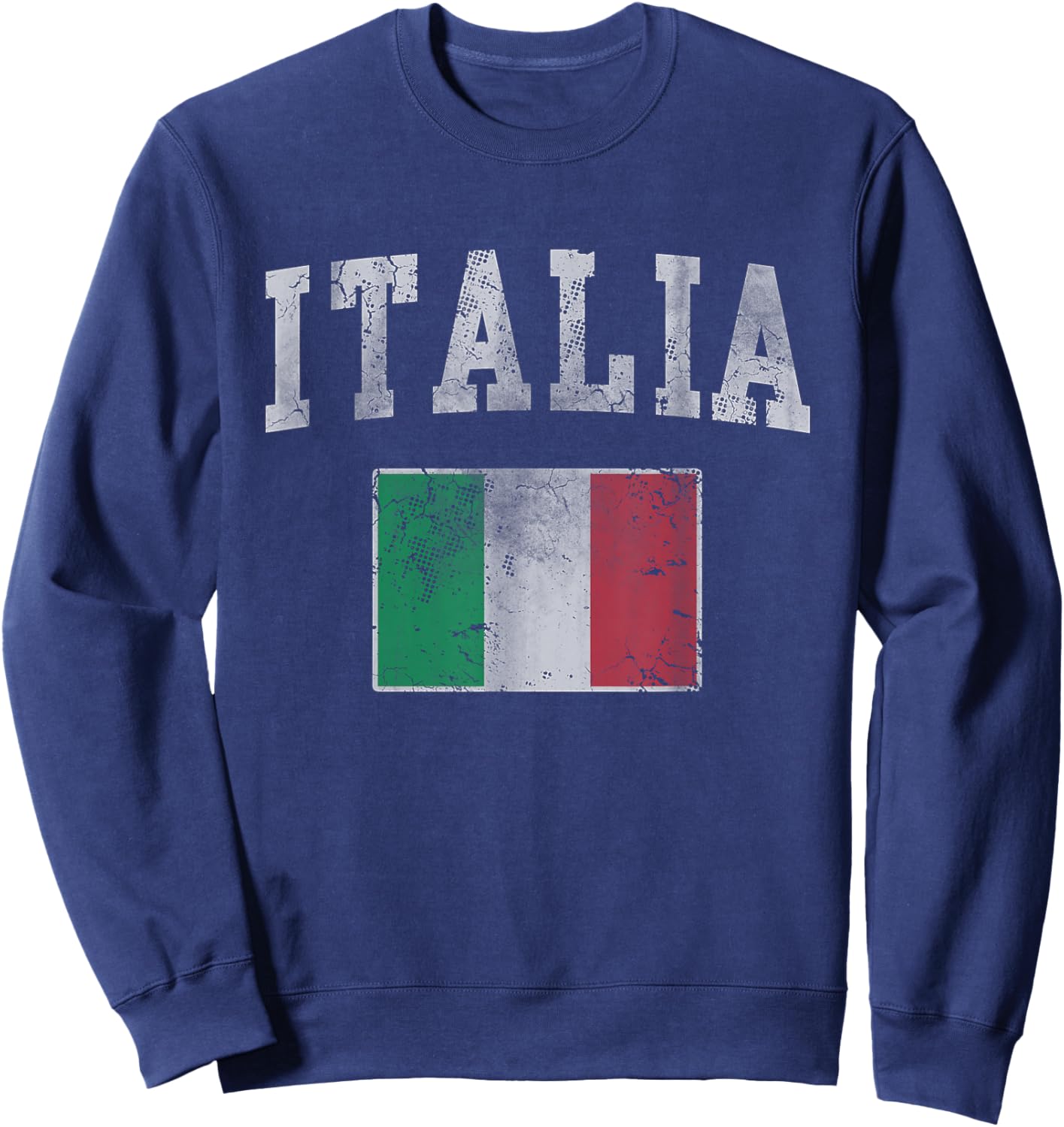Vintage Italia Italian Flag Italy Men Women Kids Youth Sweatshirt - Sweatshirt | Navy