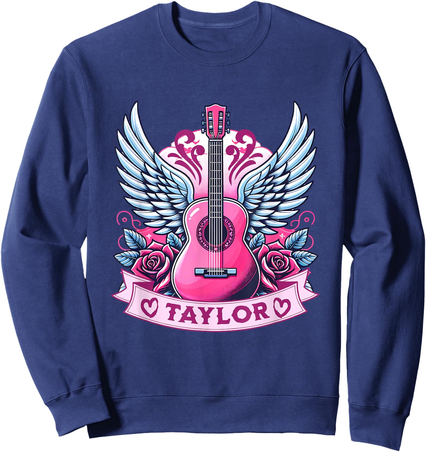 Girl Retro Guitar First Name Personalized Taylor Sweatshirt - Sweatshirt | Navy