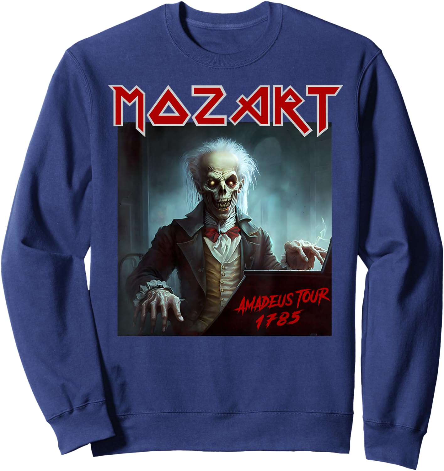 Mozart Funny Heavy Metal Shirts Vintage Sarcastic Music , black Sweatshirt - Sweatshirt | Navy