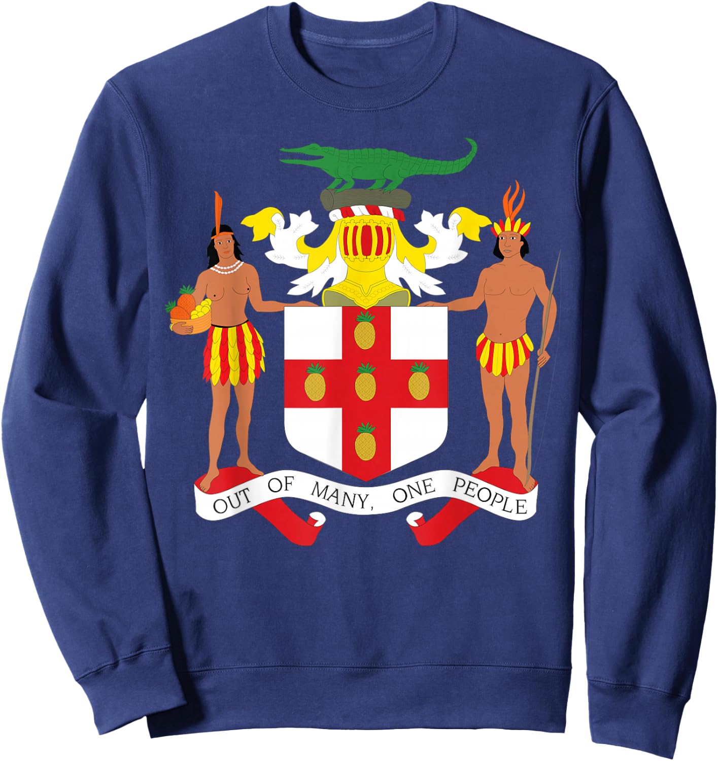 Jamaican Coat of Arms T Shirt, Coat of Arms of Jamaica Shirt Sweatshirt - Sweatshirt | Navy