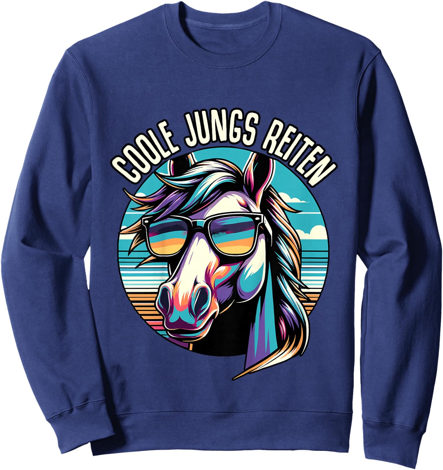 Kinder Coole Jungs Reiten Pferd Reiter Jungen Pferde Reitsport Sweatshirt - Sweatshirt | Navy