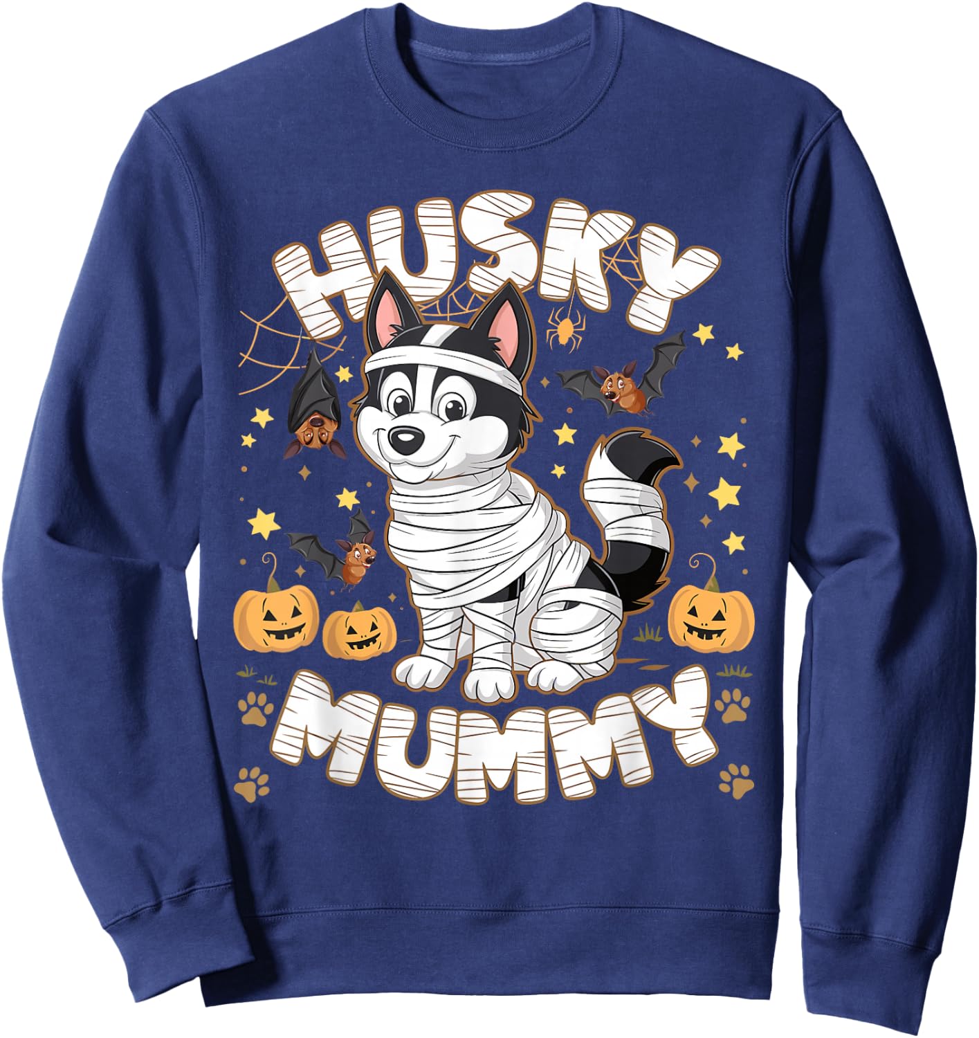 Halloween Costume Siberian Husky Dog Outfit Husky Mummy Women Kids Sweatshirt - Sweatshirt | Navy