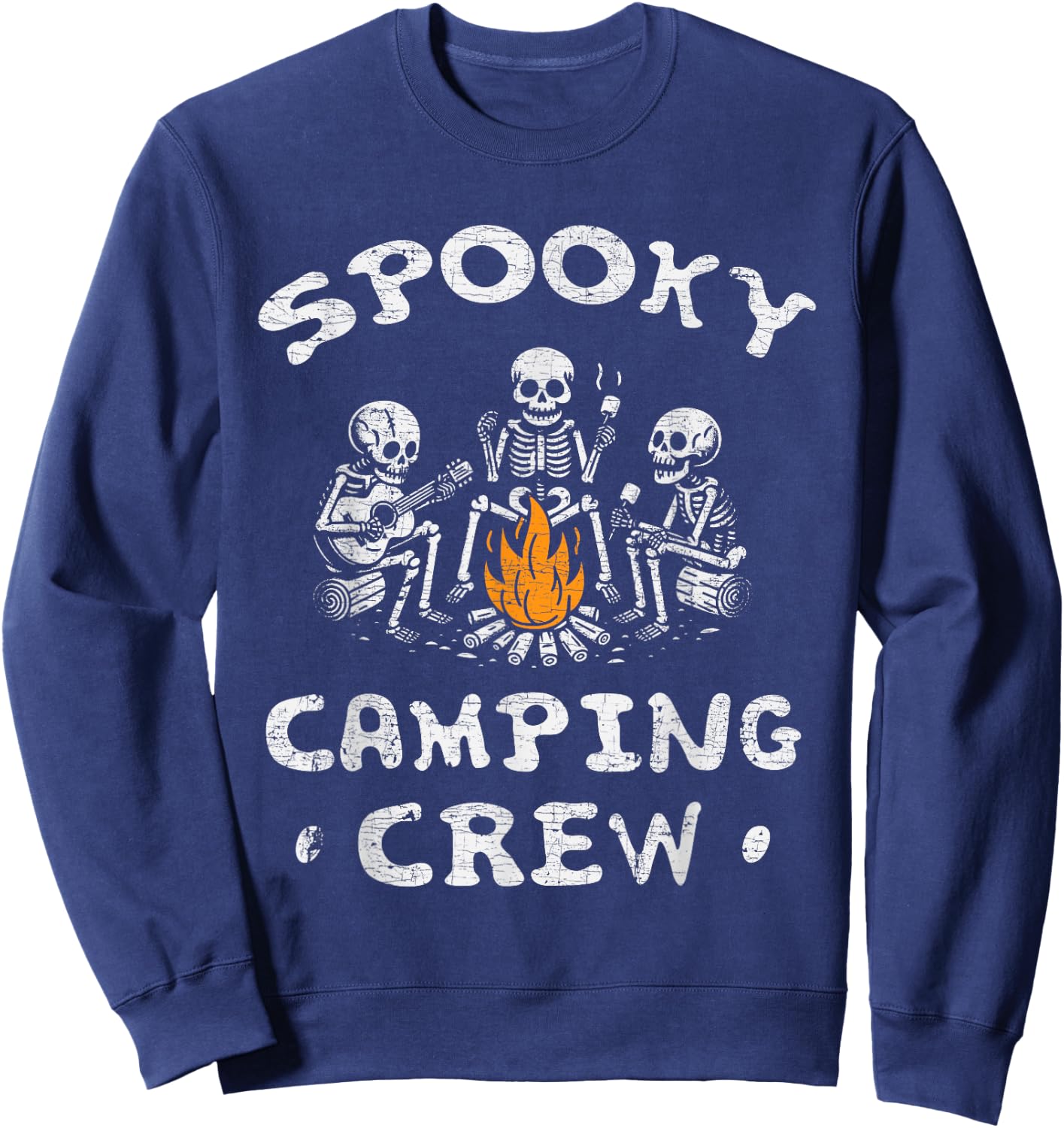 Spooky Camping Crew Halloween Camping Skeleton Campsite Sweatshirt - Sweatshirt | Navy