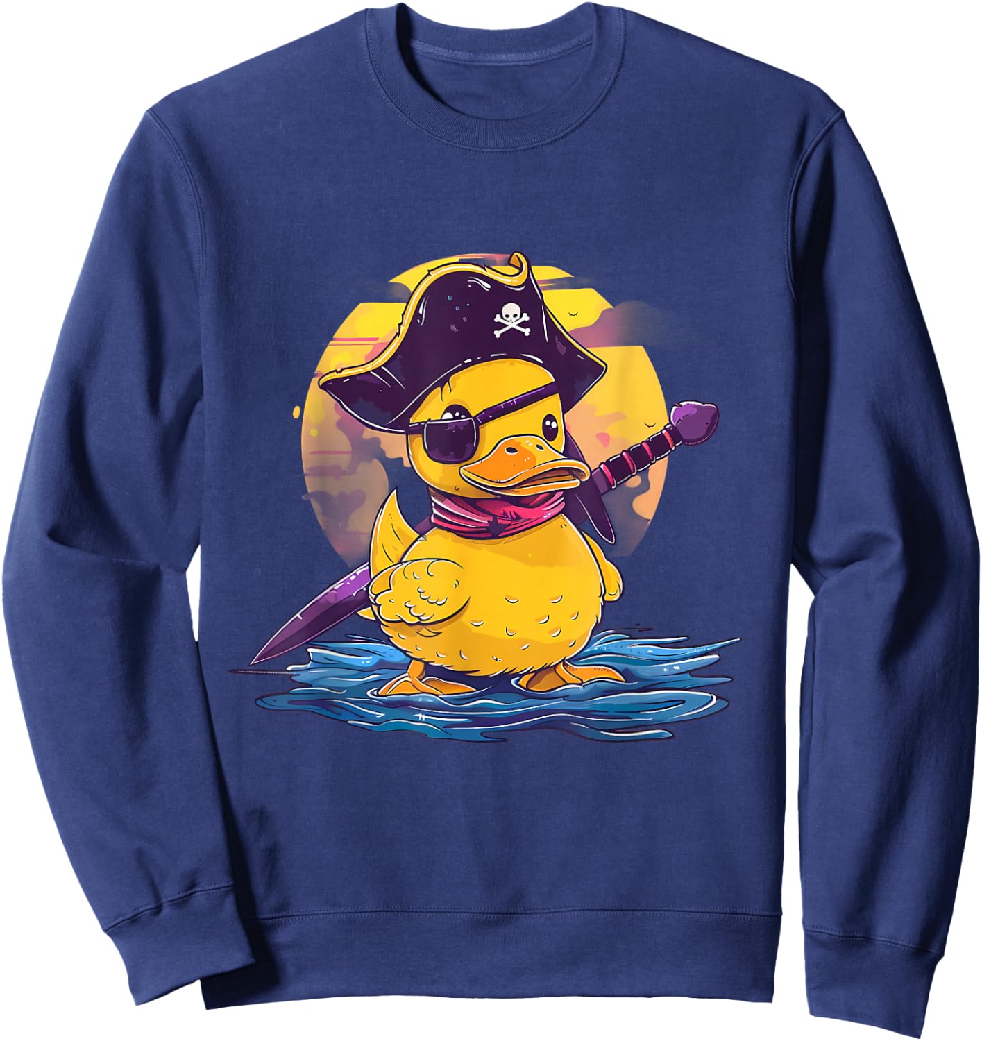 Rubber Duck Funny Rubber Duck Captain Rubber Duckie Pirate Sweatshirt - Sweatshirt | Navy