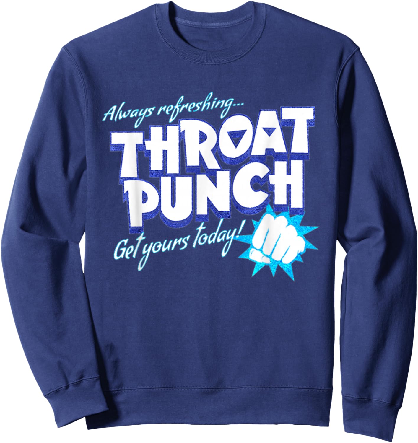 Distressed Refreshing Throat Punch Blue Sweatshirt - Sweatshirt | Navy