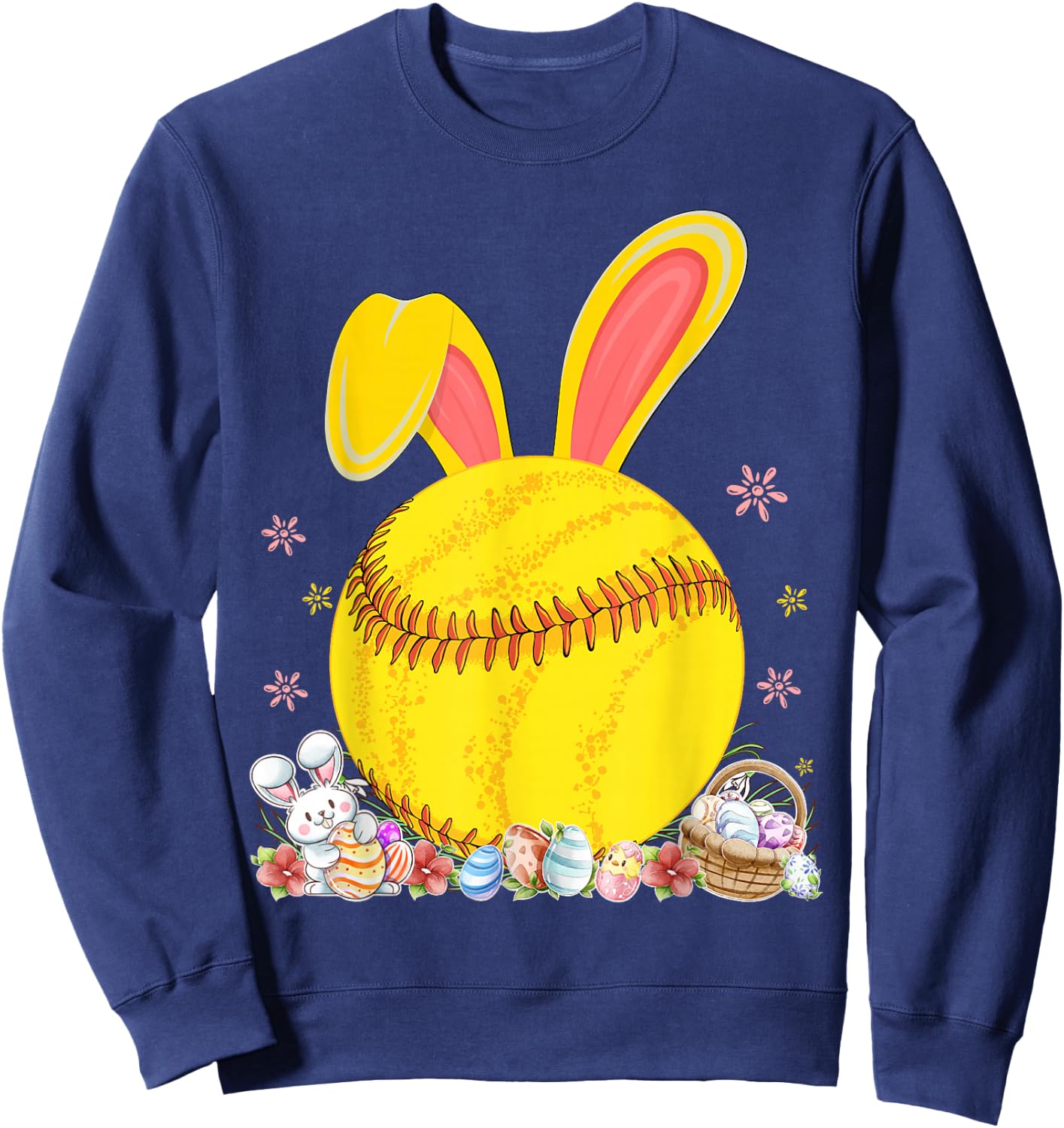 Bunny Softball Easter Eggs Softball Player Easter Day Sweatshirt - Sweatshirt | Navy