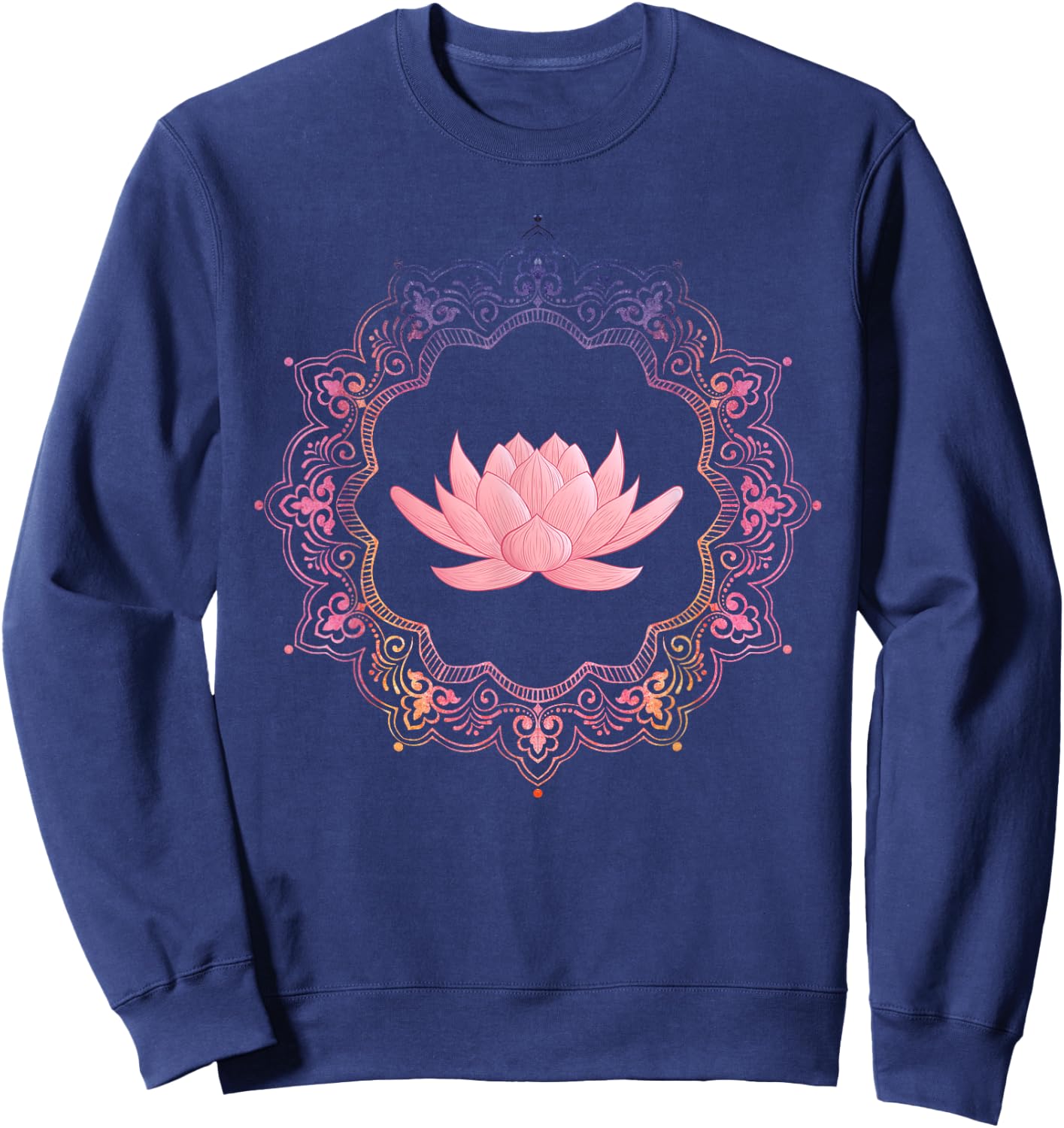 Lotus Mandala Circle | Spiritual Yoga Sweatshirt - Sweatshirt | Navy