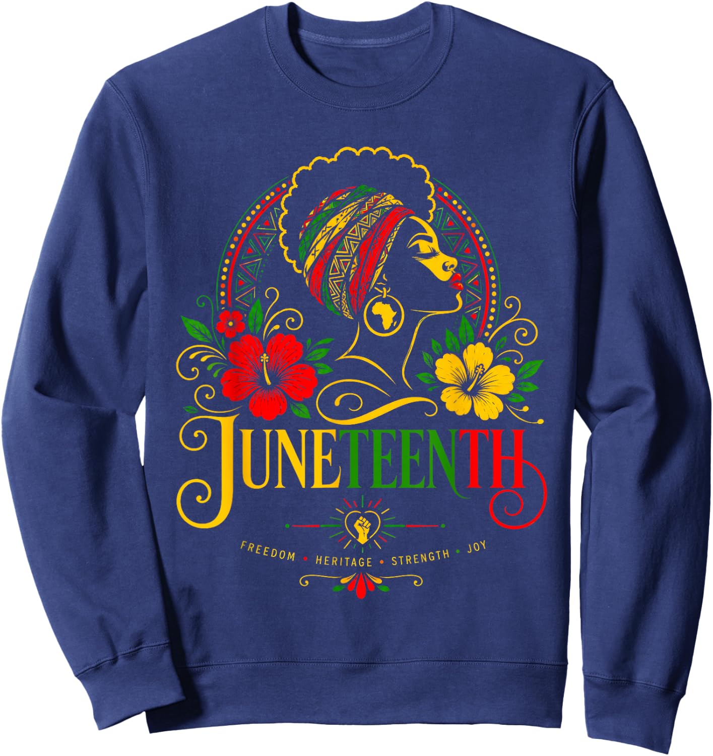 Juneteenth Black History Melanin Queen Women Girls Sweatshirt - Sweatshirt | Navy