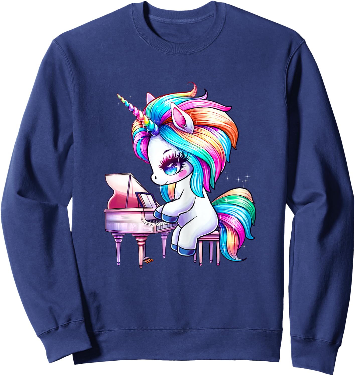 Unicorn Playing Piano Pianist Musician Music Teacher Sweatshirt - Sweatshirt | Navy