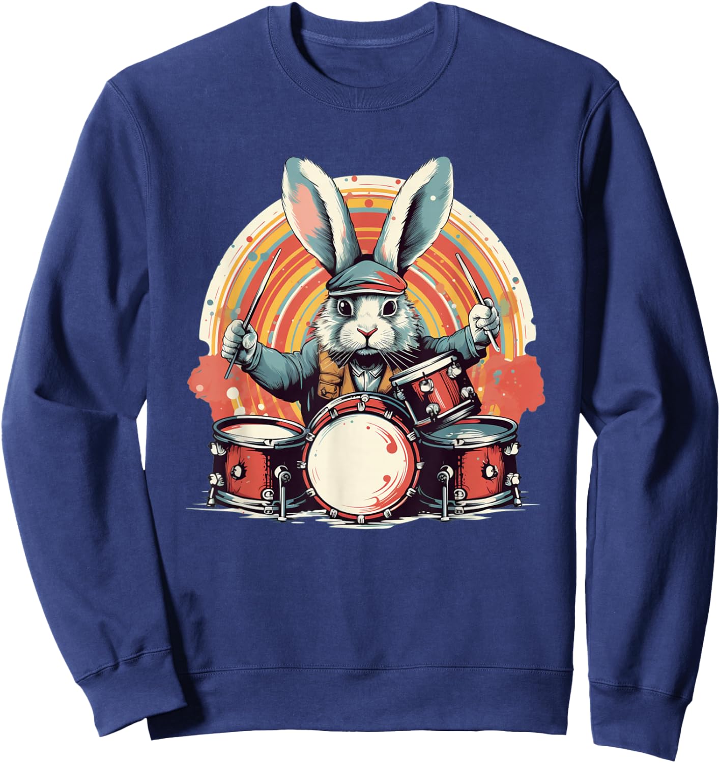 Cool hidden Easter eggs with this drummer bunny costume Sweatshirt - Sweatshirt | Navy