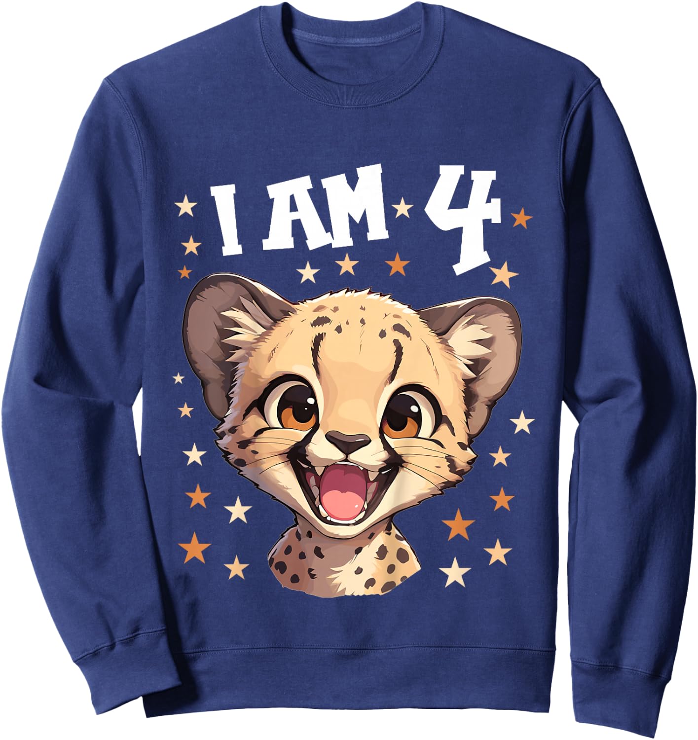 Kids 4 Years old 4 birthday Cheetahs Boy Girl Cheetah Sweatshirt - Sweatshirt | Navy