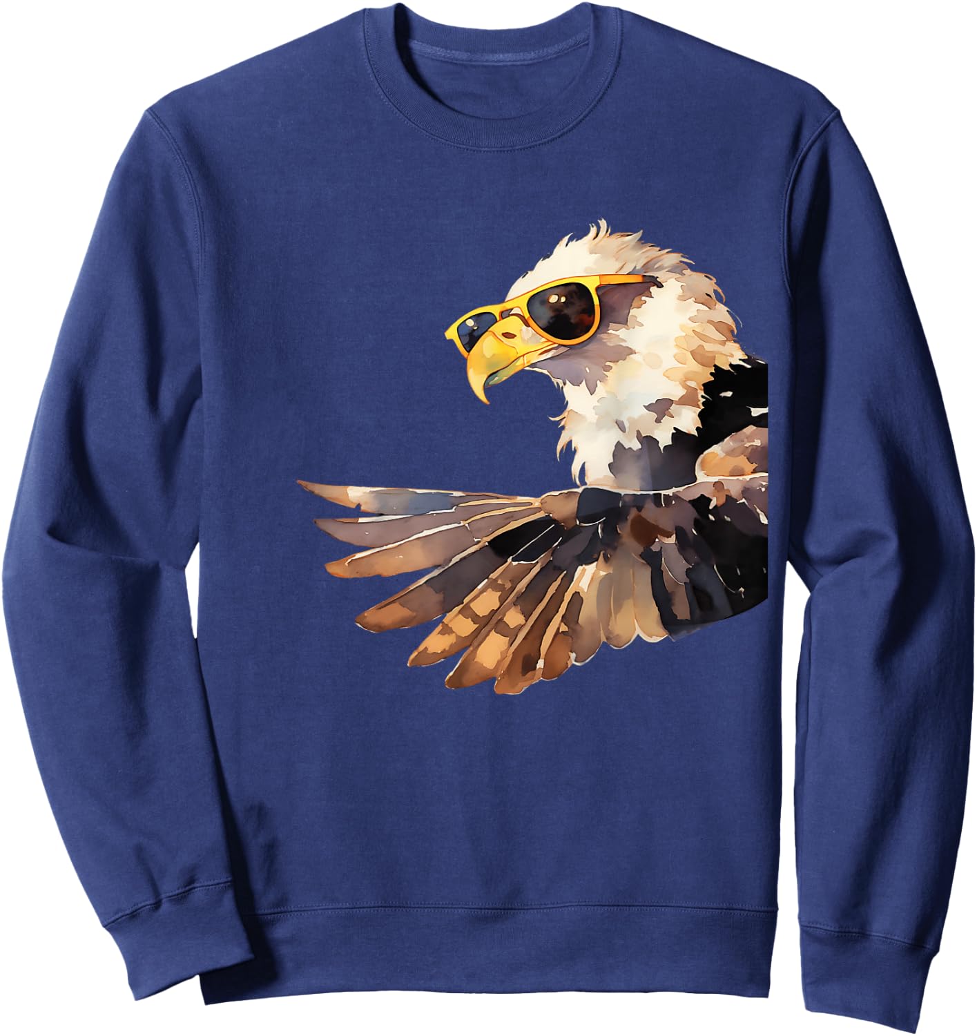 Hawk Wearing Sunglasses Peeking From Side Nature Wildlife Sweatshirt - Sweatshirt | Navy