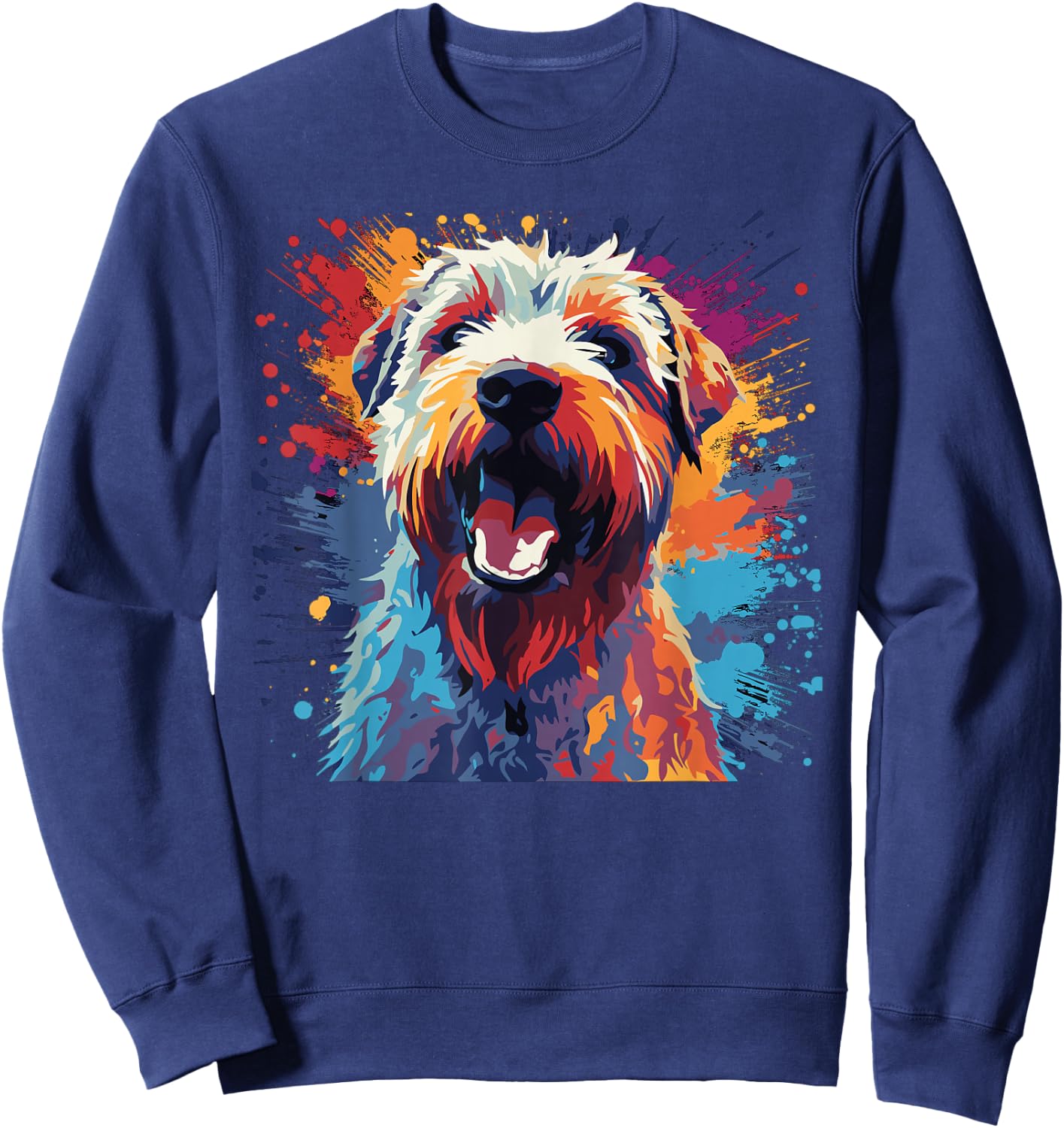 Watercolor Colorful Irish Soft Coated Wheaten Terrier Sweatshirt - Sweatshirt | Navy