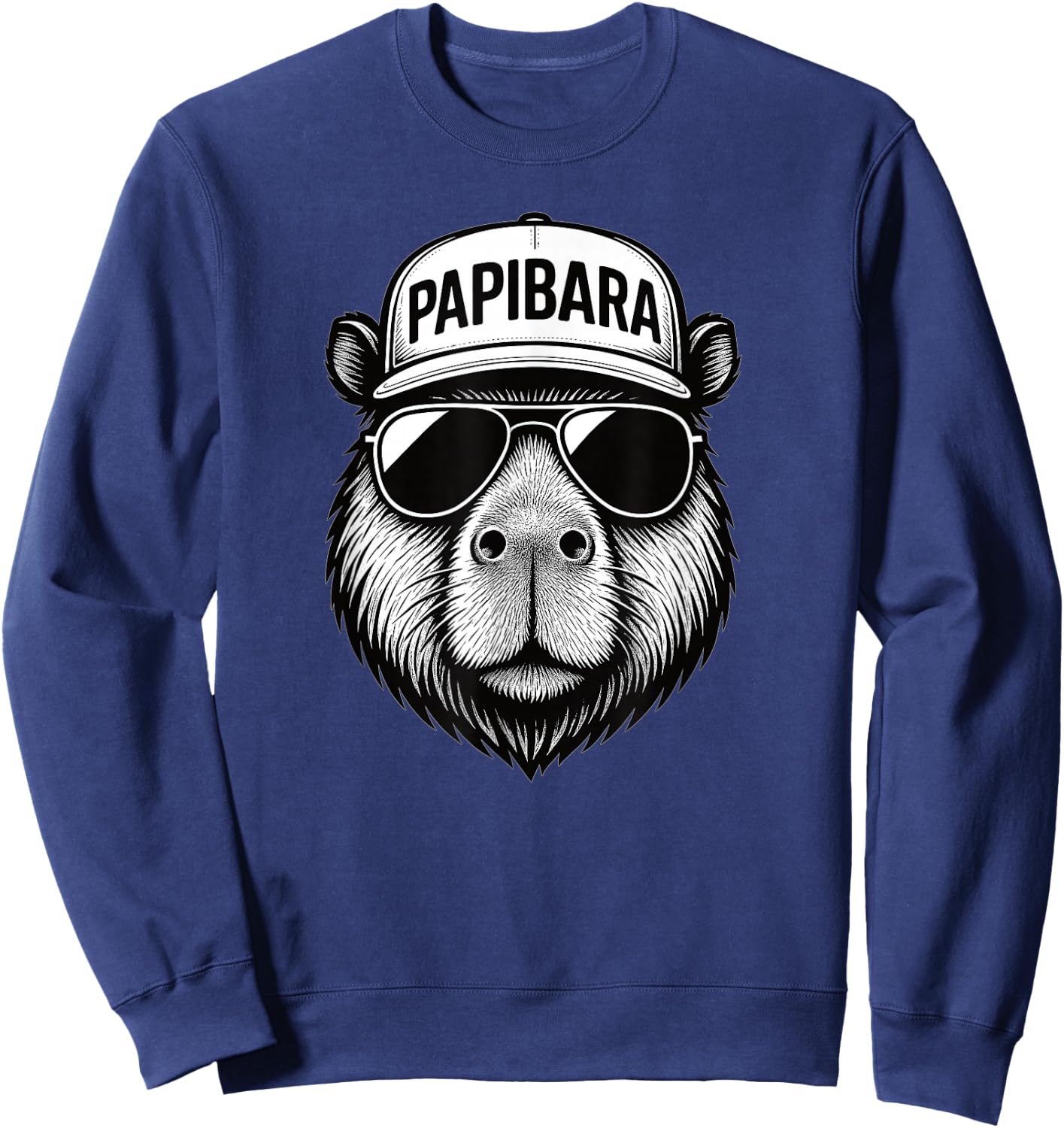 Papibara Cool Lustiger Capybara Papa Vatertag Sweatshirt - Sweatshirt | Navy