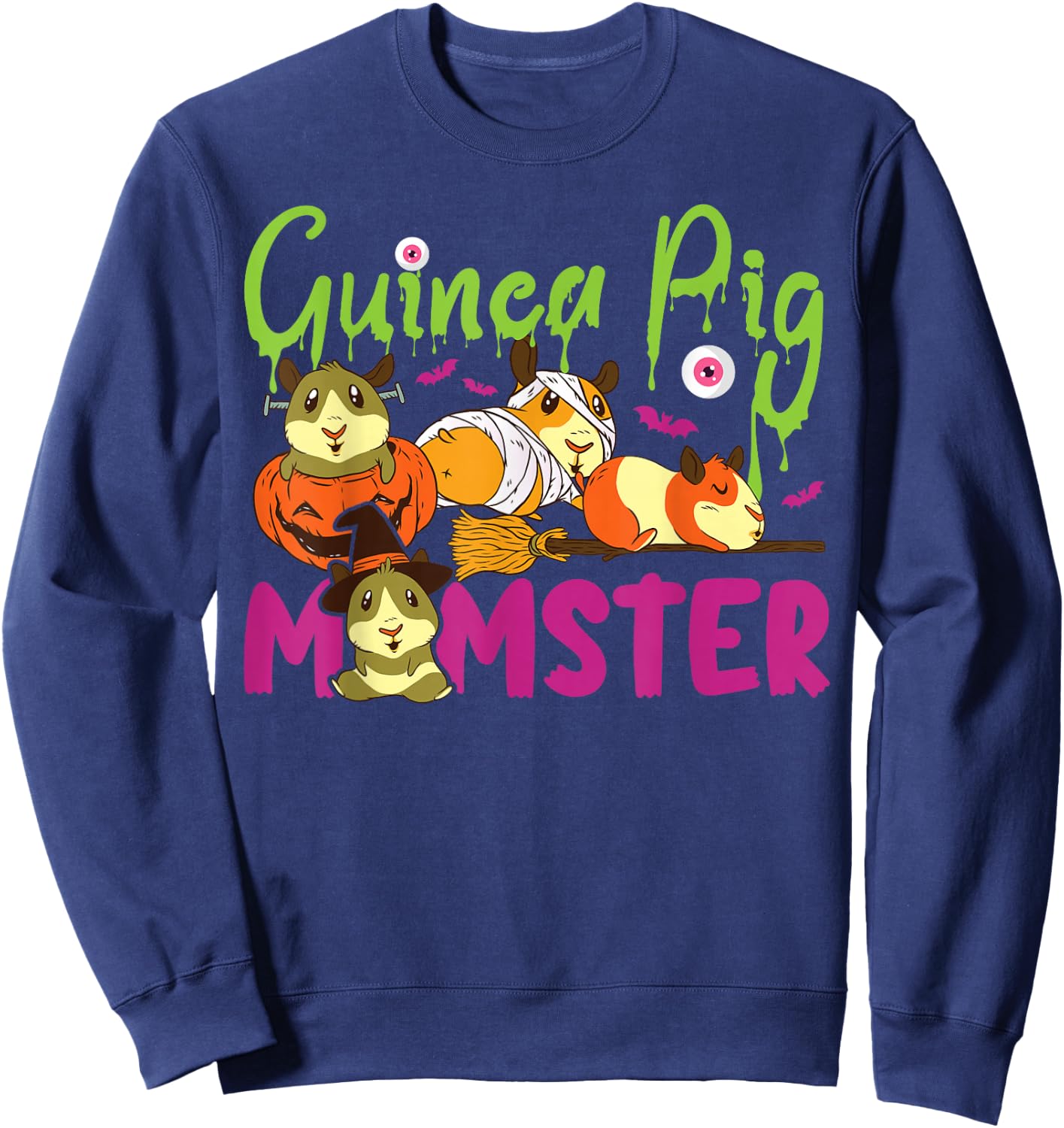 Guinea Pig Mom Halloween Guinea Pig Momster Sweatshirt - Sweatshirt | Navy