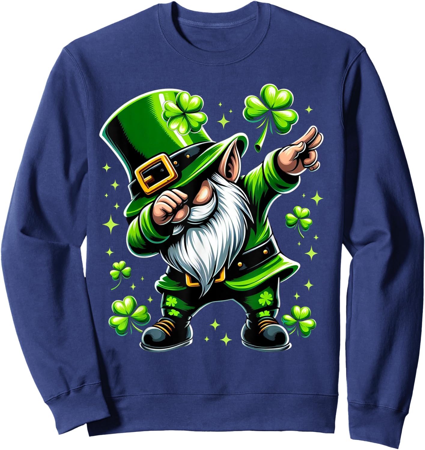 St Patricks Day Gnome Dabbing Gnomes Shamrock Men Women Kids Sweatshirt - Sweatshirt | Navy