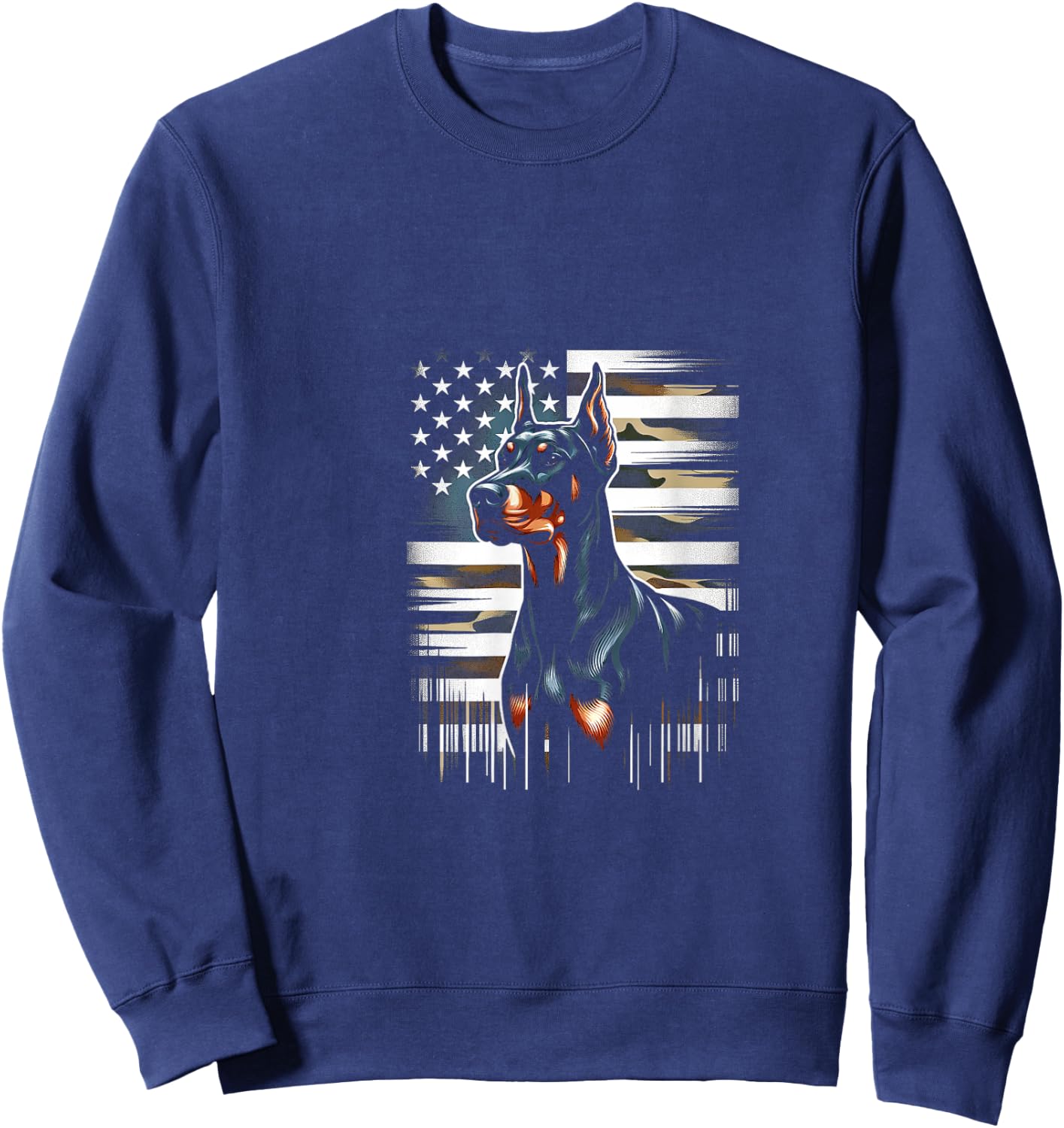 Doberman American Flag USA Flag Sweatshirt - Sweatshirt | Navy