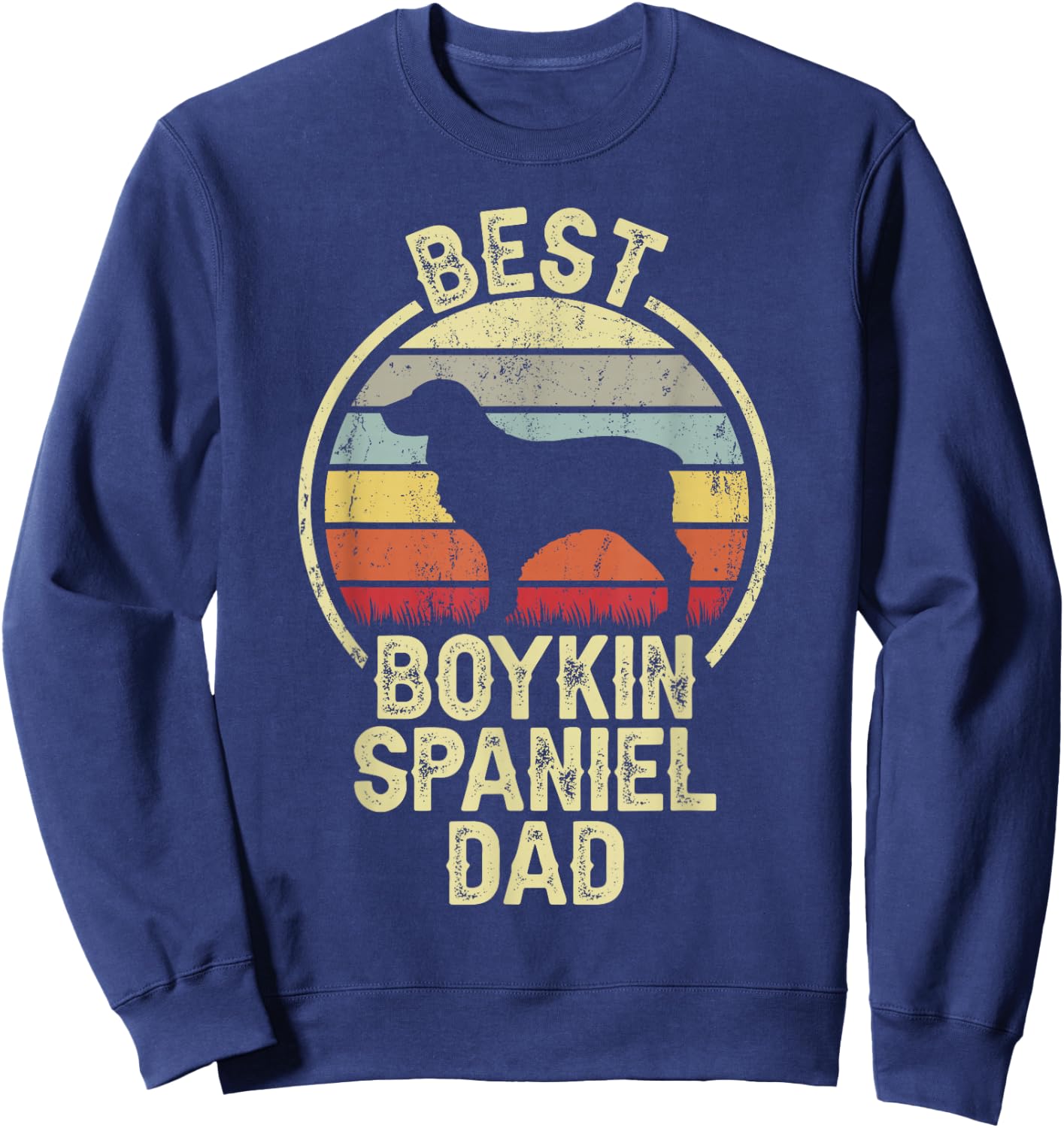 Best Dog Father Dad - Vintage Boykin Spaniel Sweatshirt - Sweatshirt | Navy