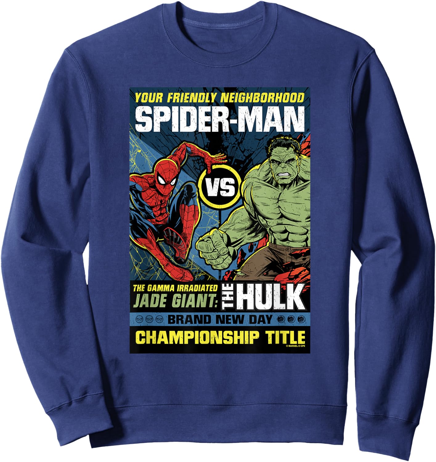 Marvel Spider-Man Day Spidey vs Hulk Champ Comic Sweatshirt - Sweatshirt | Navy