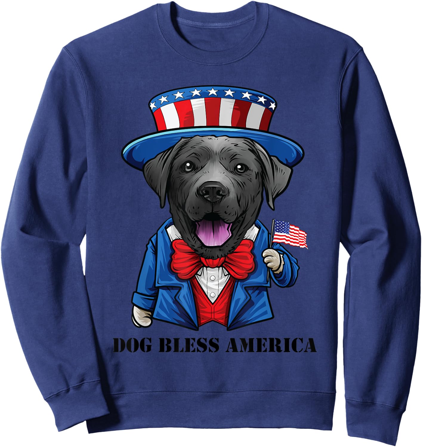 Funny 4th of July Black Lab Dog, Labrador Retriever Men Sweatshirt - Sweatshirt | Navy