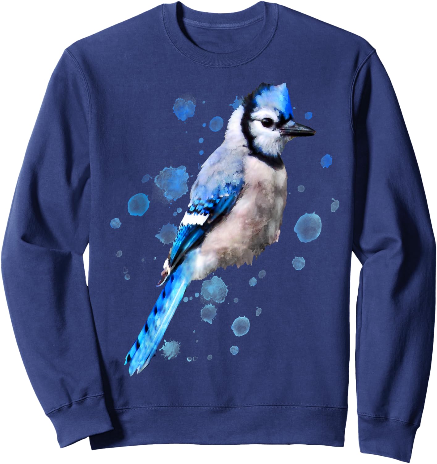 Watercolor blue jay bird artistic animal artsy painting Sweatshirt - Sweatshirt | Navy