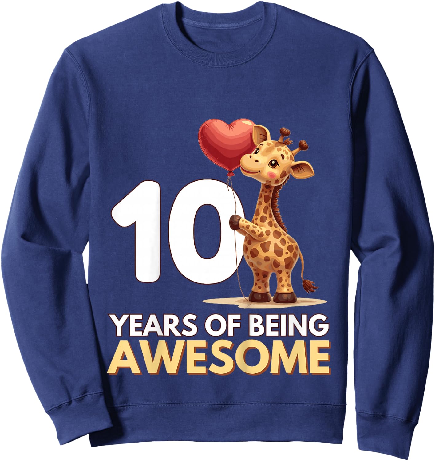 Kids Adorable 10th Birthday Giraffe Sweatshirt - Sweatshirt | Navy