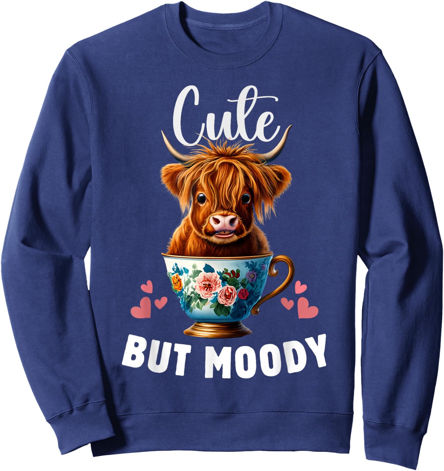 Cow miniature Highland Cow Cute But Moody Baby Cow for Girls Sweatshirt - Sweatshirt | Navy