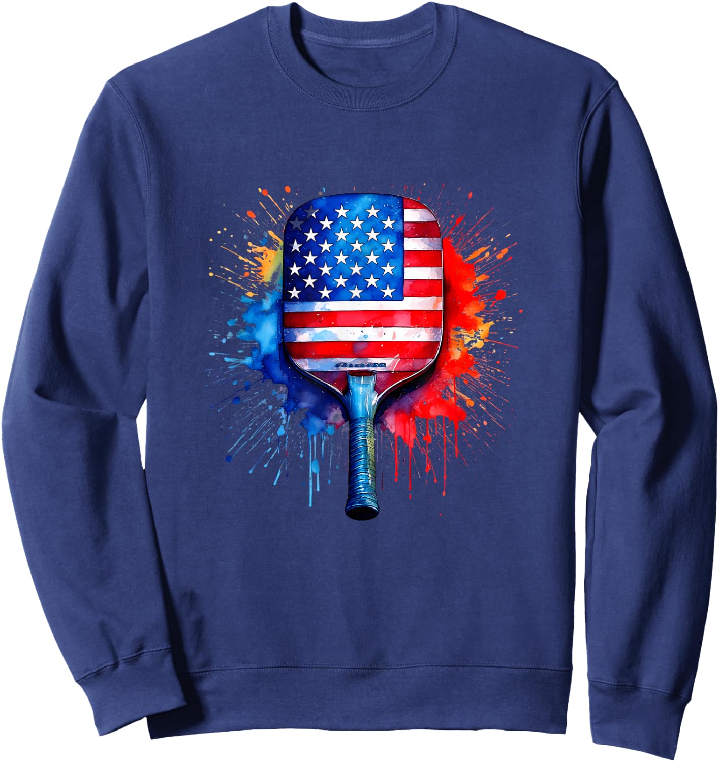 Pickleball Shirts USA Flag American 4th of July Sport Sweatshirt - Sweatshirt | Navy
