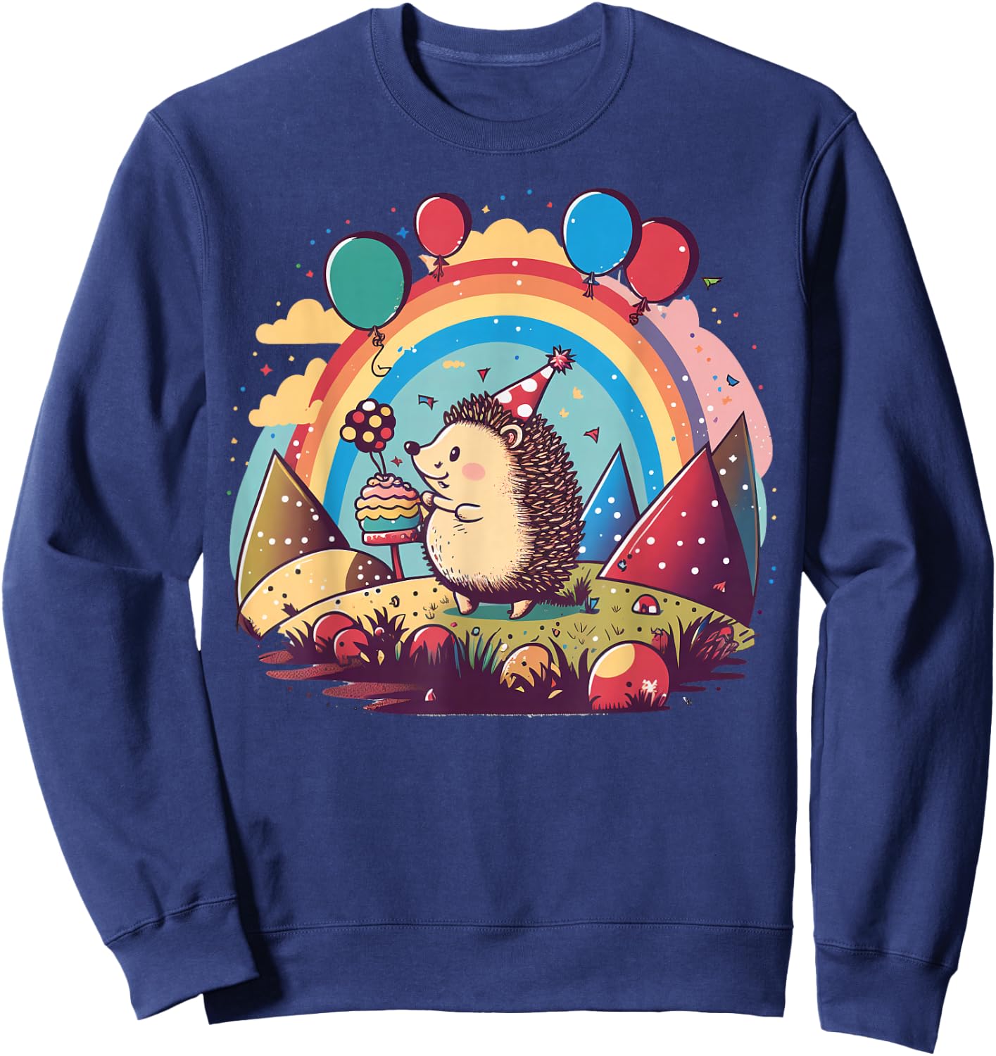 Celebration Hedgehog Event Birthday Party Hedgehog Sweatshirt - Sweatshirt | Navy
