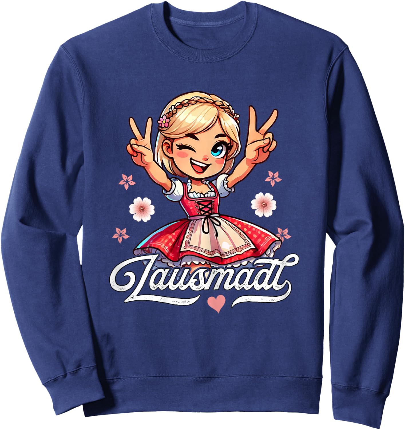 Kinder Trachtenshirt Damen Trachten Mädchen Lausmadl Sweatshirt - Sweatshirt | Navy