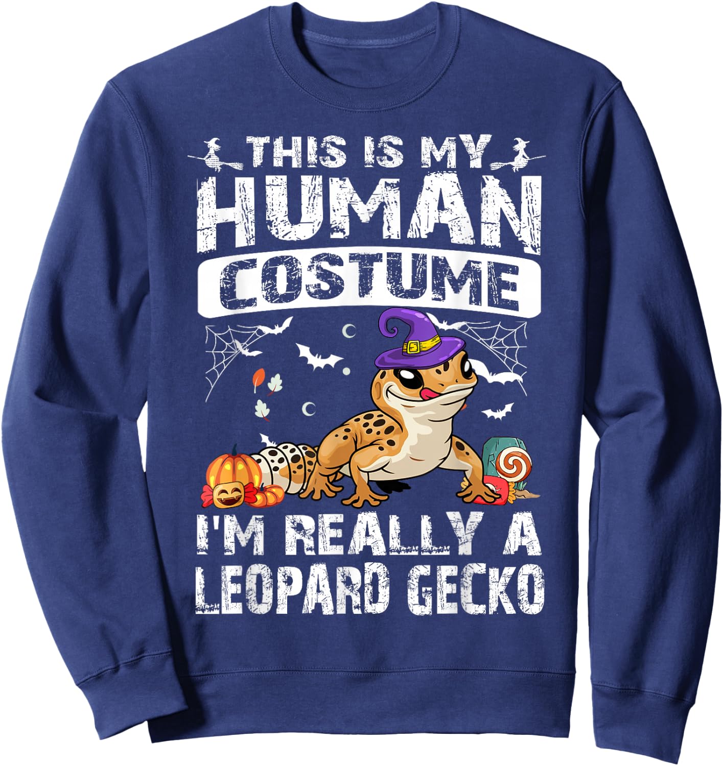 This Is My Human Costume I'm Really A Leopard Gecko Sweatshirt - Sweatshirt | Navy