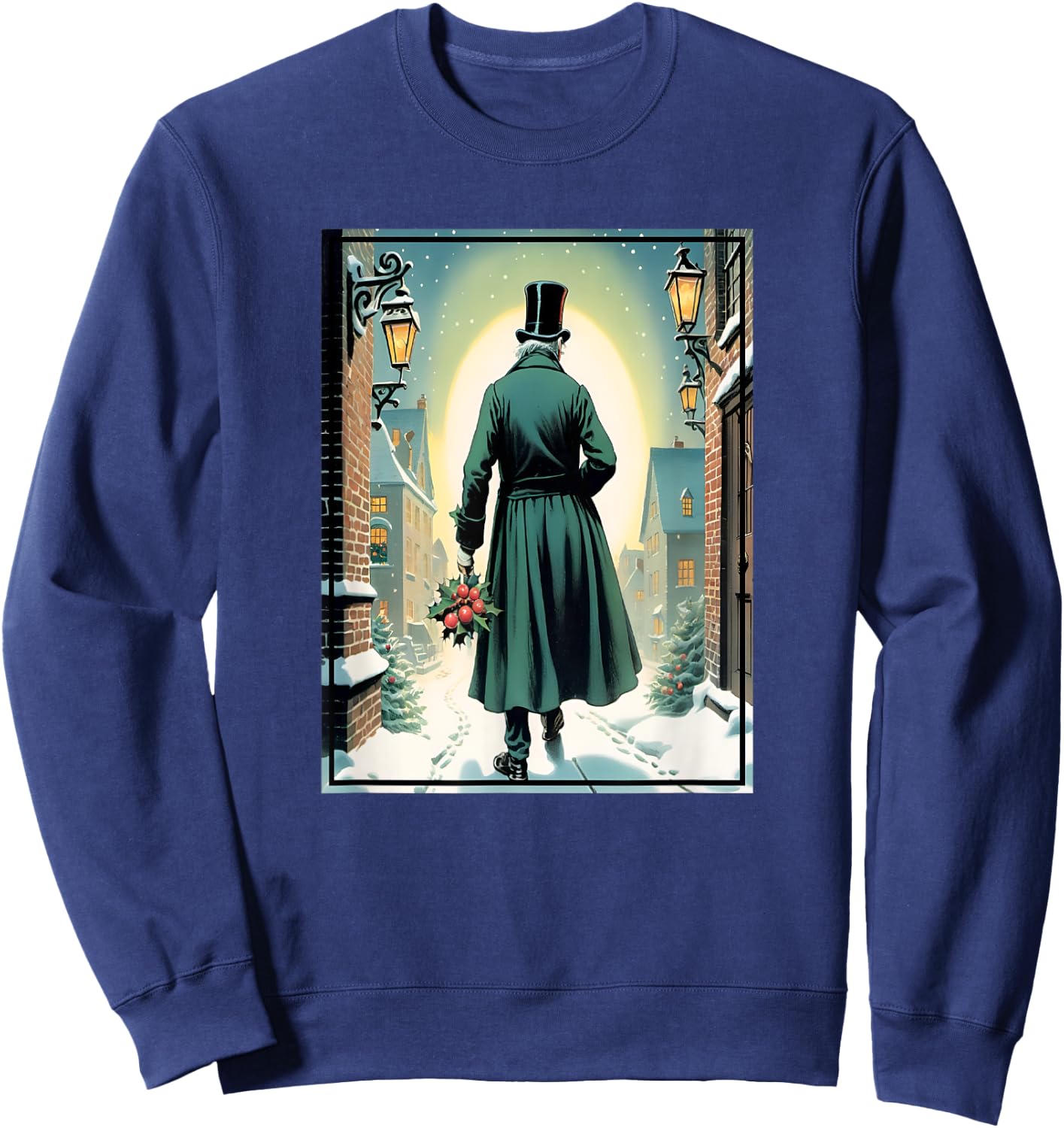 Charles Dickens Christmas Classic Book Ebeneezer Scrooge , -Adults, Kids, Black, Small, Short Sleeve Sweatshirt - Sweatshirt | Navy