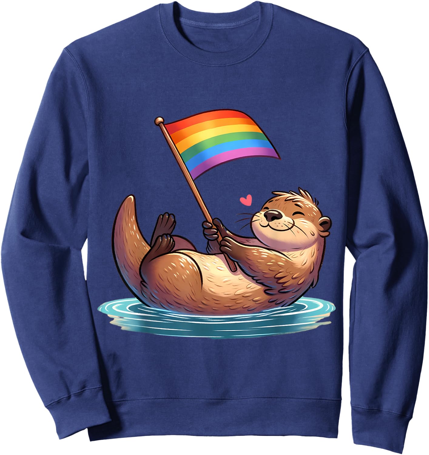 Gay Otter LGBTQ Rainbow Flag Pride Animal Sweatshirt - Sweatshirt | Navy