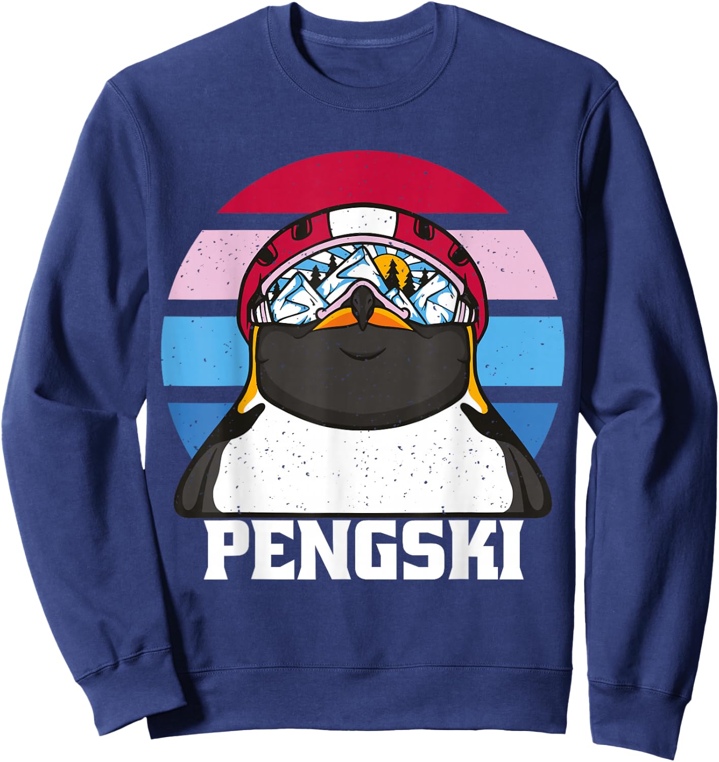 Ski Pengski Retro Vintage Funny Penguin with Ski Goggles Sweatshirt - Sweatshirt | Navy