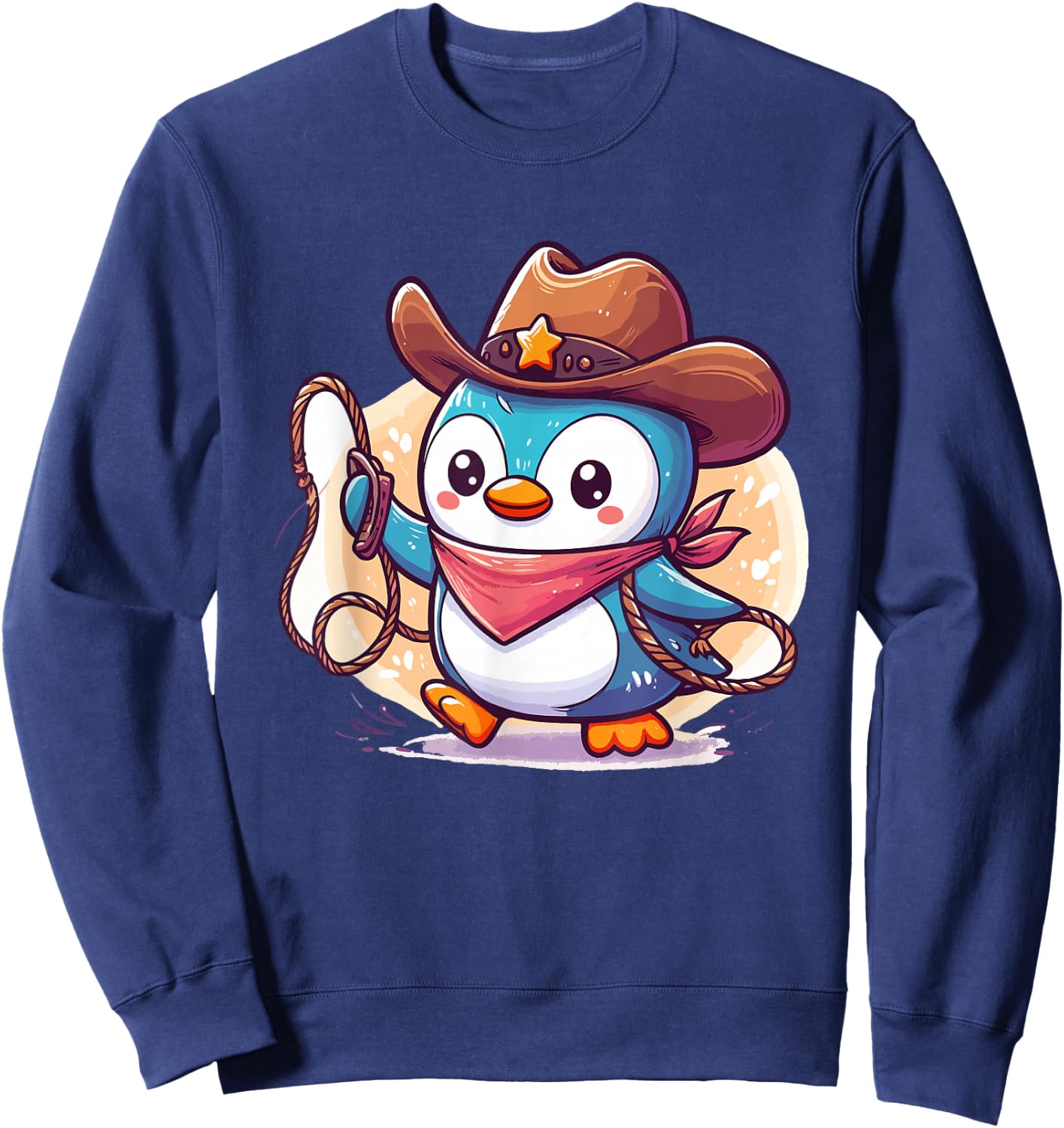 Western Rodeo Cowboy Hat Penguin Texas Animals Sweatshirt - Sweatshirt | Navy
