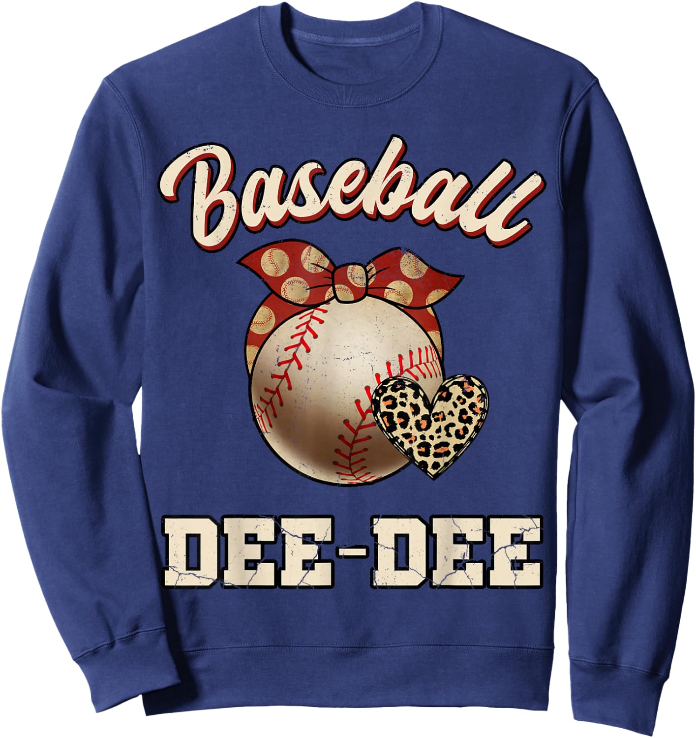 Baseball Dee-Dee Bandana Leopard Heart Fans Mother's Day Sweatshirt - Sweatshirt | Navy