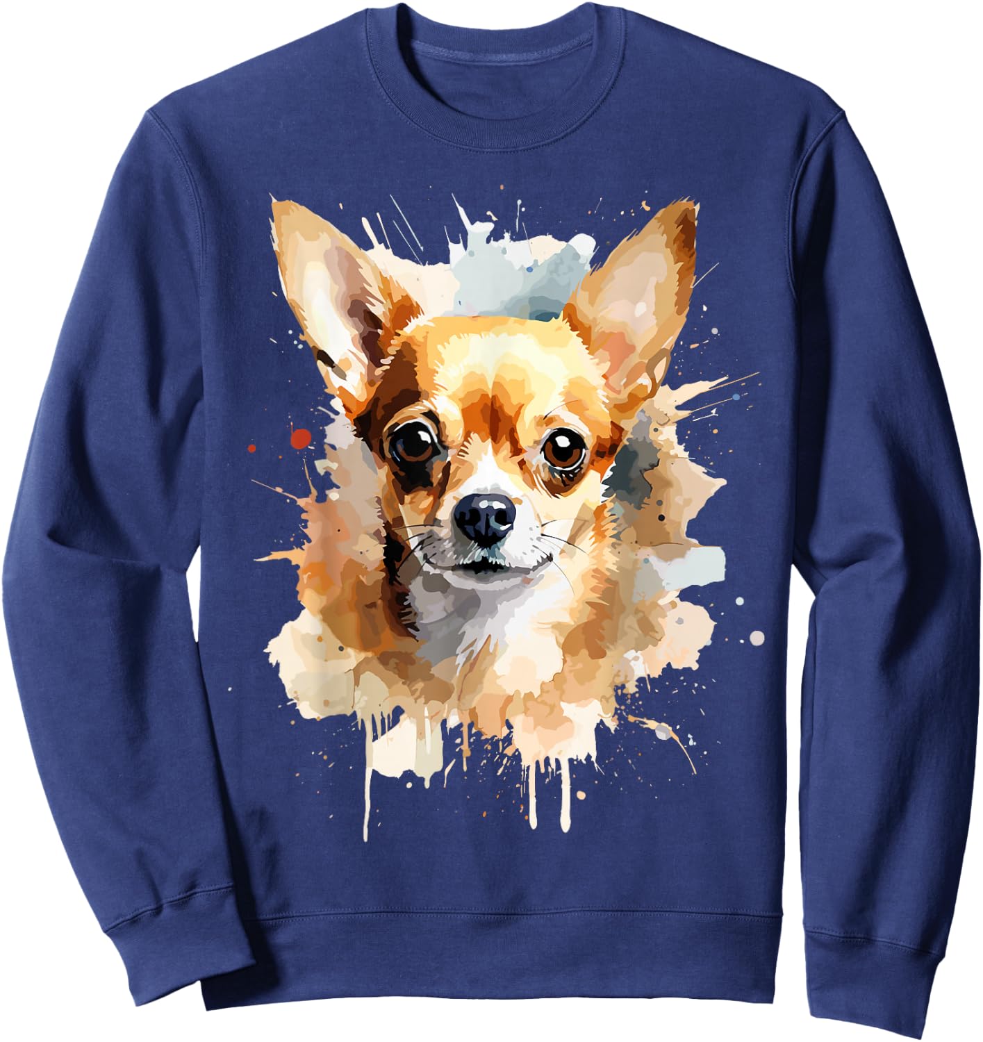 Chihuahua Lover Designs Pop Art Chihuahua Dog -Adults - Black, Small Sweatshirt - Sweatshirt | Navy