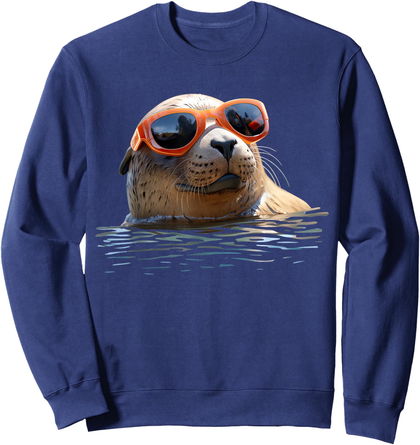 Seal with Sunglasses Seal Dog Seal Cute Seal , black Sweatshirt - Sweatshirt | Navy