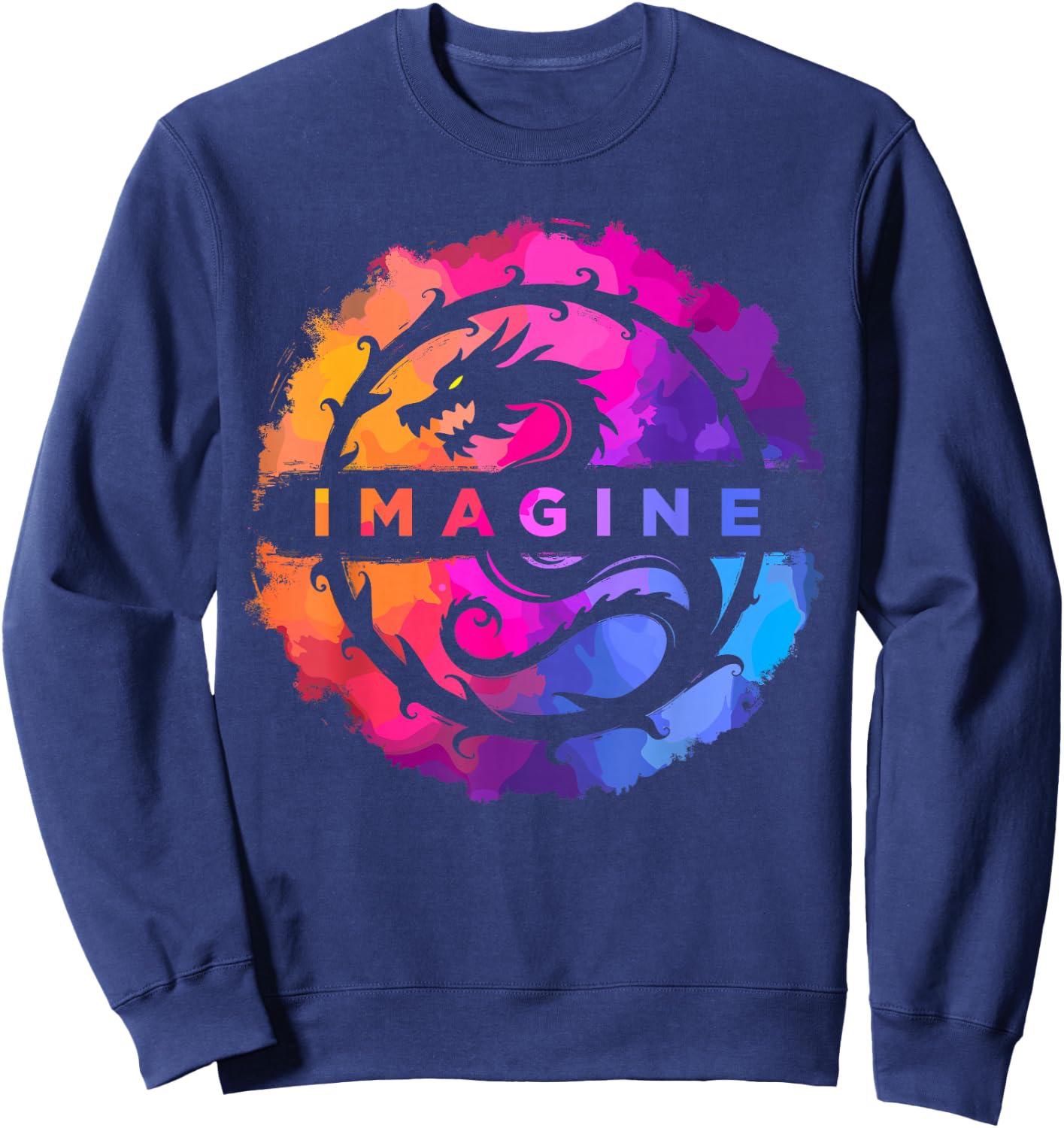 Imagine Dragon Retro Colorful , Black, S Sweatshirt - Sweatshirt | Navy