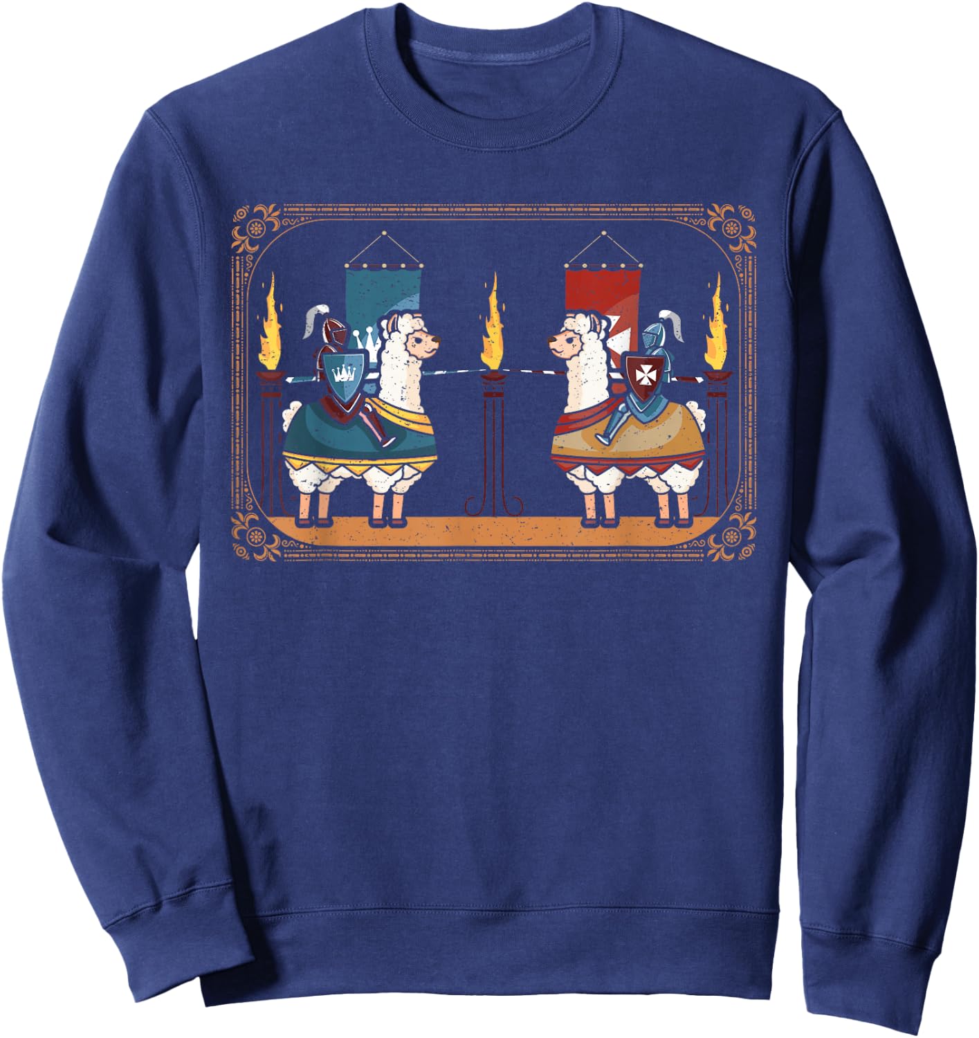 Ren Faire Medieval Lover Funny Knight Lama Llama Jousting Sweatshirt - Sweatshirt | Navy
