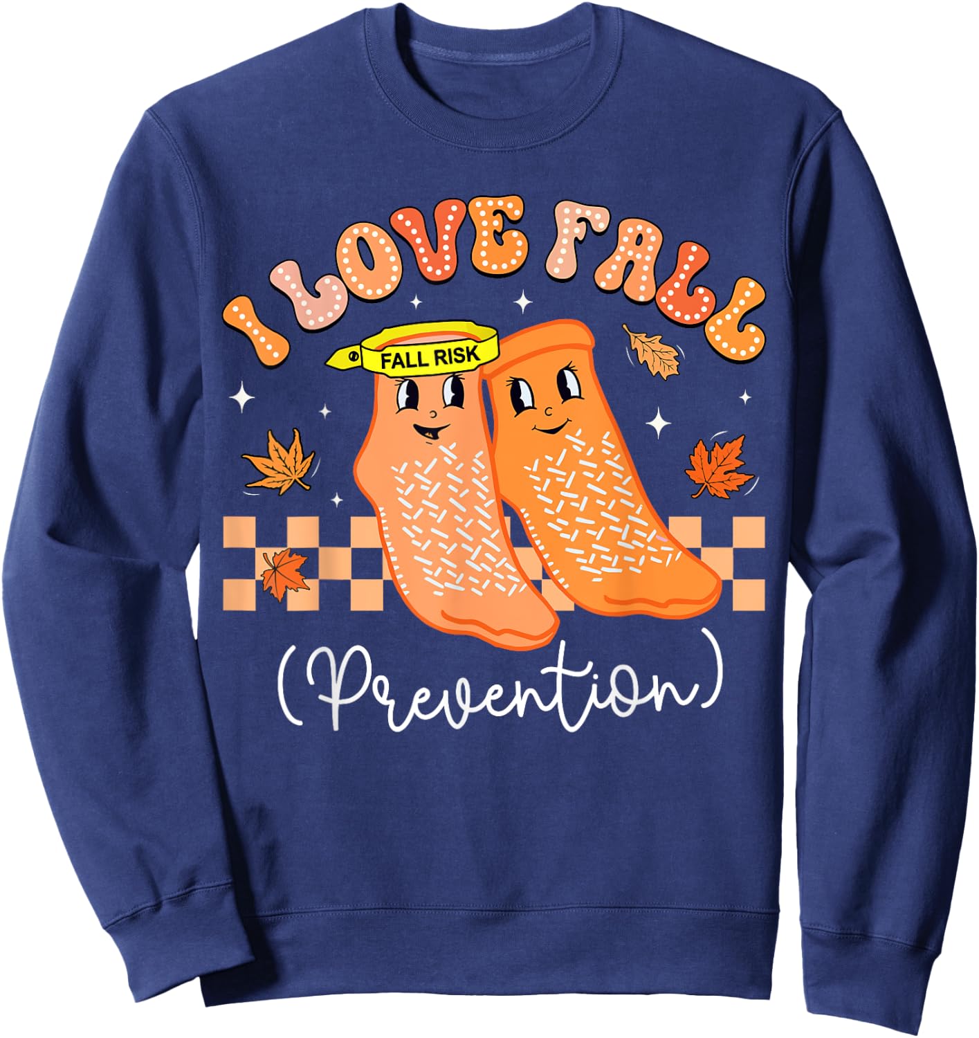 Groovy Retro I Love Fall Prevention Fall Physical Therapy Sweatshirt - Sweatshirt | Navy