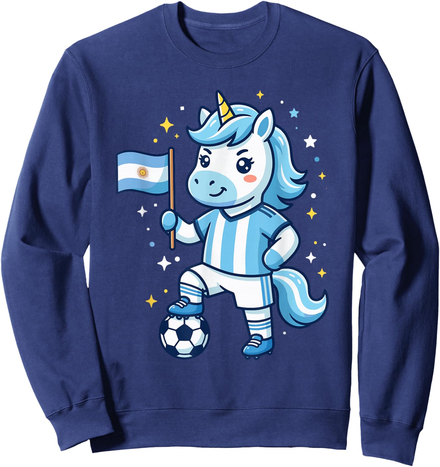 Argentina Flag Unicorn Cute Kawaii Argentinian Sweatshirt - Sweatshirt | Navy