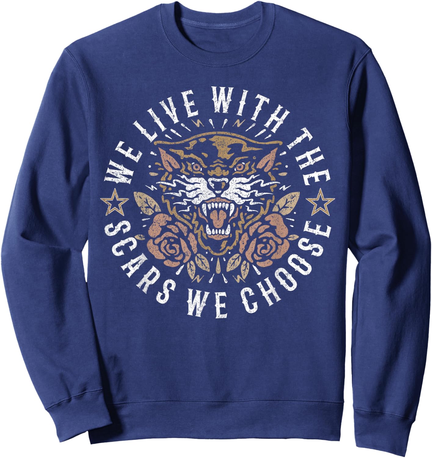 We Live With the Scars We Choose, Old School Panther Tattoo Sweatshirt - Sweatshirt | Navy