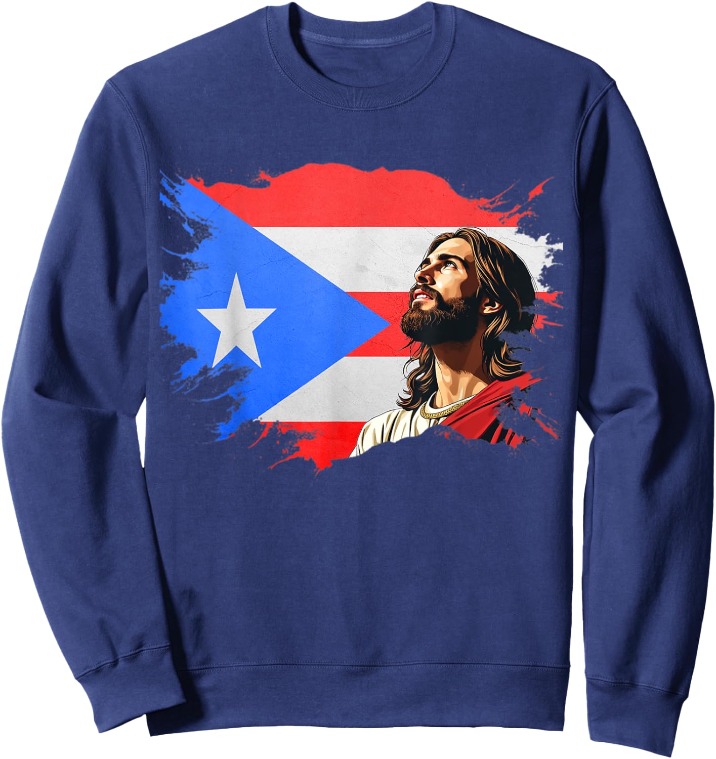 Puerto Rican Heritage Proud Christian Sweatshirt - Sweatshirt | Navy