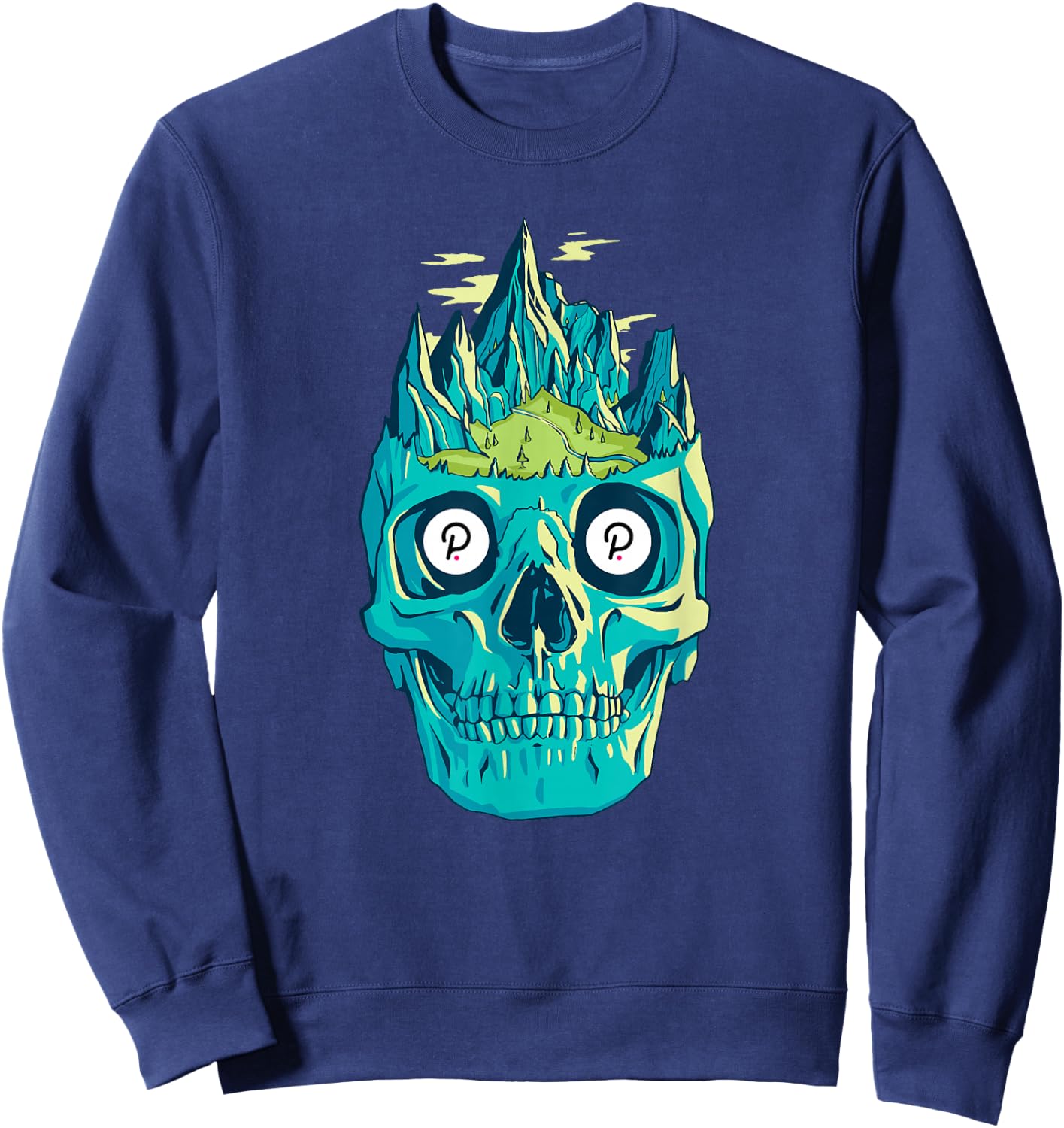 Polkadot Skull Art Crypto Trader Grunge Cool Cryptocurrency Sweatshirt - Sweatshirt | Navy