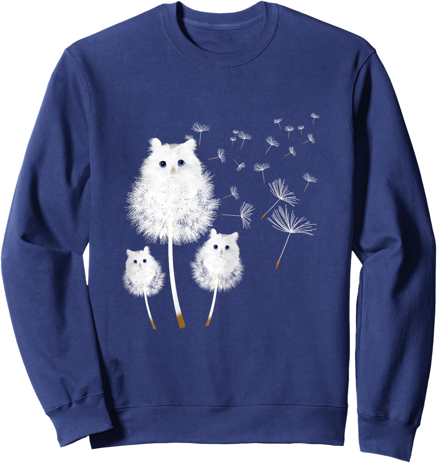 Cat Dandelion amazing Flower Cat lover design women girls Sweatshirt - Sweatshirt | Navy