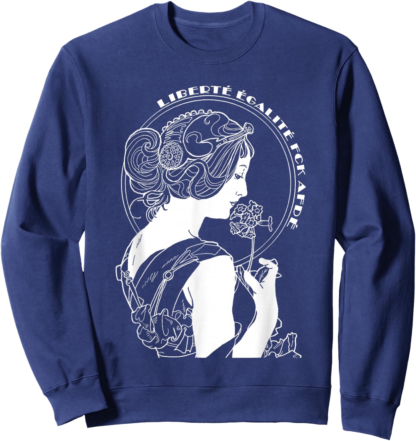 Liberté, Egalite, FCKAFDE White Sweatshirt - Sweatshirt | Navy