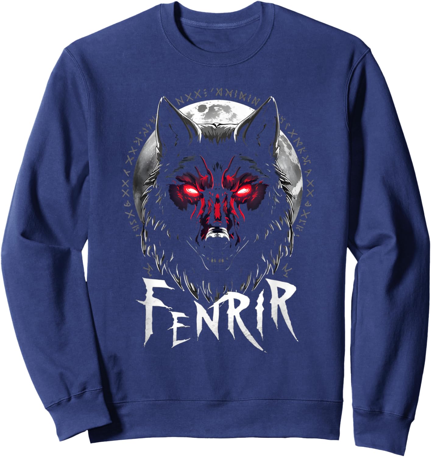 Fenrir Wolf Nordic Mythology Odin Valhalla , black Sweatshirt - Sweatshirt | Navy